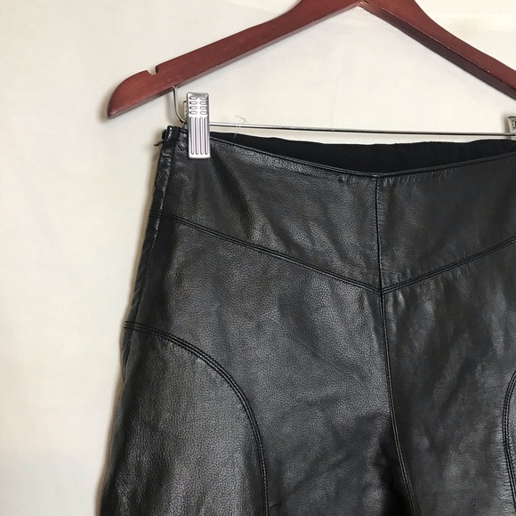 Arlen Ness Black Leather Straight Leg Moto Pants Womens Size M Bikerwear Punk - Picture 4 of 12